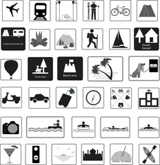Thirty four travel and tourism icons