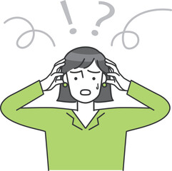 女性が頭を抱えているベクターイラスト