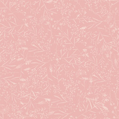 Pink Flower Silhouette Seamless Vector Repeat Pattern