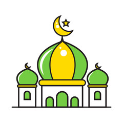 green color mosque icon Ramadan and Islamic Eid