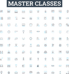 Master Classes vector line icons set. Masters, Classes, Learning, Instruction, Education, Course, Program illustration outline concept symbols and signs