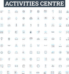 Activities centre vector line icons set. Activity, Centre, Outdoors, Games, Sports, Education, Theatre illustration outline concept symbols and signs