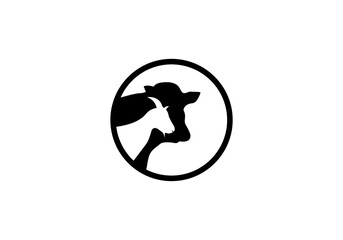 cow and goat logo simple vector template