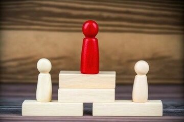 contest winner concept, wooden figures on wooden blocks, business contest winner