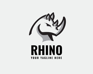 simple rhino head profile view art style logo design template illustration inspiration - obrazy, fototapety, plakaty