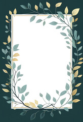 Elegant leafy green decorative rectangular frame of verdant leaves for event promotion, save the date, wedding invitations all-natural fresh herbal lifestyle ads (generative AI, AI)