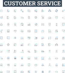 Customer service vector line icons set. Support, Assistance, Help, Care, Response, Feedback, Attendance illustration outline concept symbols and signs