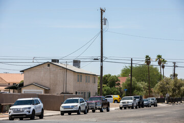 Late morning view of dense housing near downtown Imperial, California, USA.