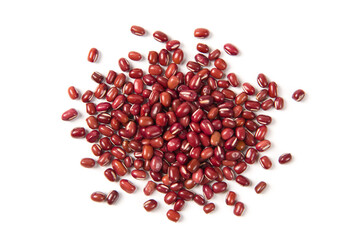 Raw red bean or azuki beans seeds isolated on white background