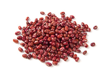 Raw red bean or azuki beans seeds isolated on white background