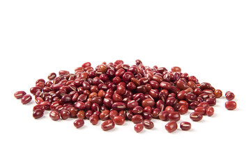 Raw red bean or azuki beans seeds isolated on white background