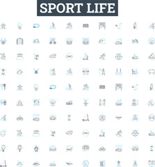Sport life vector line icons set. sports, life, soccer, basketball, football, hockey, baseball illustration outline concept symbols and signs