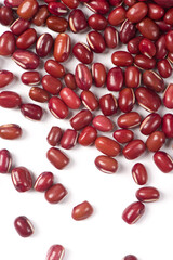 Raw red bean or azuki beans seeds on white background