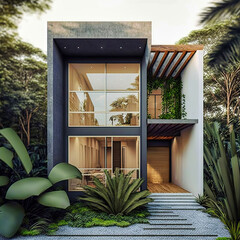 Amazing modern house, villa. Architectural exterior design. Inspiration, concept for designers and architects. Generative AI