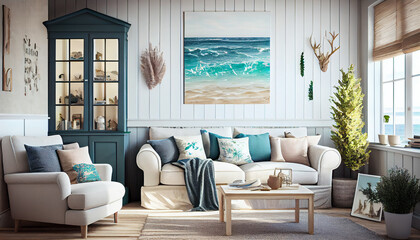 A Beachy Living Room That Bring the Ocean Inside Generative AI