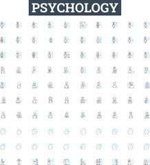 Psychology vector line icons set. Psychology, Behavior, Mental, Mind, Cognitive, Trauma, Therapy illustration outline concept symbols and signs
