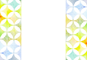 水彩で描いた七宝模様のフレーム