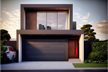 Fototapeta na wymiar Amazing modern house, villa. Architectural exterior design. Inspiration, concept for designers and architects. Generative AI