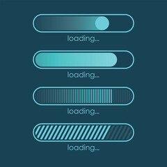 Loading bar icon in flat style. Progress indicator vector illustration on isolated background. Download button sign business concept.