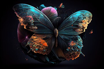 Fototapeta na wymiar Colorful illustration of a butterfly. Generative AI
