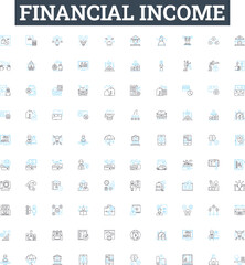 Financial income vector line icons set. Income, Finance, Profit, Revenue, Cash, Dividends, Gains illustration outline concept symbols and signs