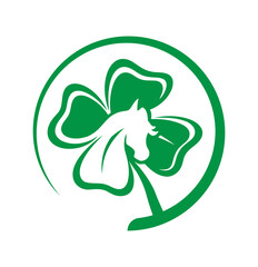 Cloverleaf or shamrock's cute Unicorn head with a circular outline is perfect for st. Patrick's day. Funny Patrick's day theme design. Patrick's day gifts for women and kids t-shirts.