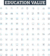 Education value vector line icons set. seperationLearning, Knowledge, Instruction, Understanding, Skills, Wisdom, Awareness illustration outline concept symbols and signs
