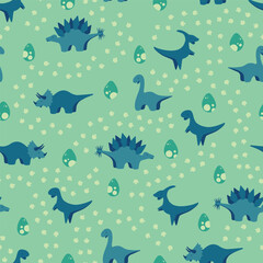 Dinosaur Eggs Seamless Vector Repeat Pattern © Allison