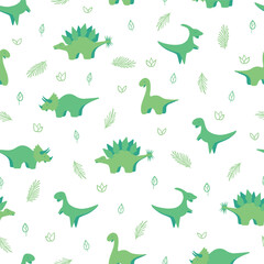 Dinosaur Jungle Seamless Vector Repeat Pattern