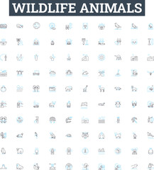 Wildlife animals vector line icons set. Animals, Wildlife, Fauna, Mammals, Birds, Reptiles, Fish illustration outline concept symbols and signs