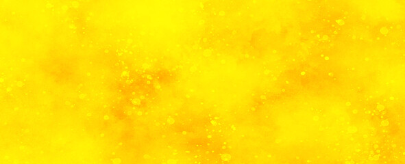Blur and defocused Yellow golden bokeh lights background, beautiful yellow watercolor background with glitter particles, yellow grunge texture background for wallpaper, invitation, cover and design.	