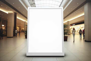 Digital media blank black and white screen modern panel, signboard for advertisement design in a shopping center, gallery. Mockup, mock-up, mock up with blurred background generative ai