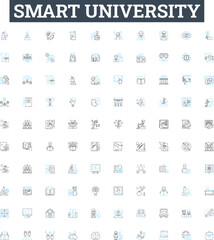 Smart university vector line icons set. Smart, University, Educational, Learning, Intelligent, Innovative, Knowledgeable illustration outline concept symbols and signs
