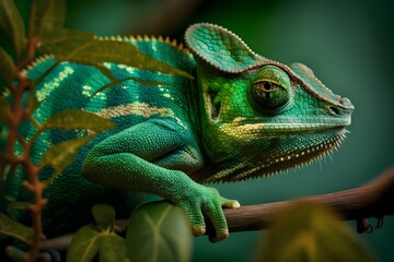 Chameleon face close up portrait, AI generated