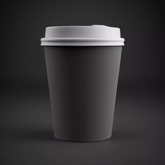 Black empty coffee cup on the red background, mockup template
