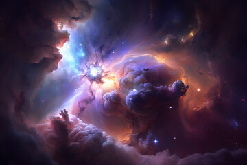 Obraz na płótnie Canvas Space background with shining stars. Realistic colorful nebula wallpaper