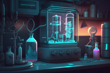 Futuristic biomedical lab - Generative AI