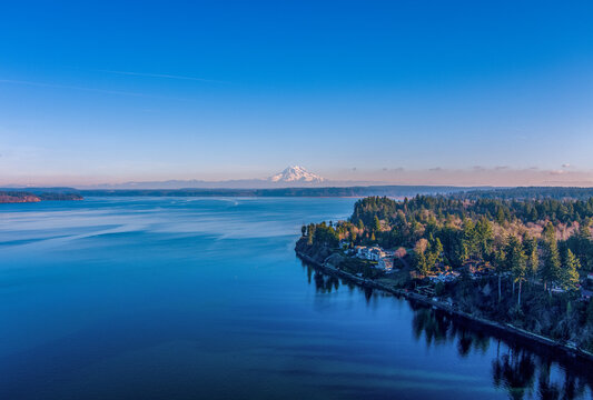 Mount Rainier and the Puget Sound from Tolmie State Park