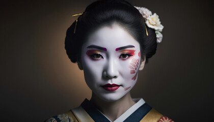 Image AI. Portrait of a Japanese Geisha, Generative AI