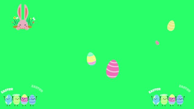 Animation text HAPPY Easter isolate on green screen.
