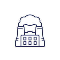 carbon emissions of factory, industrial pollution line icon