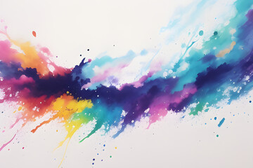 Abstract Isolated cloud of multicolored ink swirling in white background