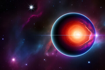 Obraz premium Artistic 3d illustration of a planet in a colorful nebula space
