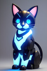 Adorable robotic cat, grey background