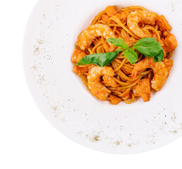 Spaghetti with shrimps and tomato sauce