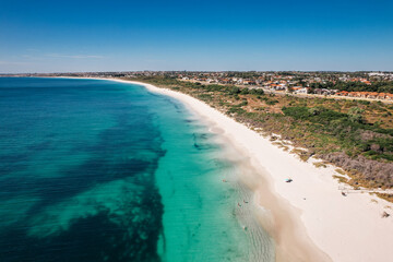 Fototapeta na wymiar Aerial view of Whitfords Beach in Perth, Western Australia