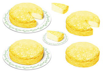 ミルクレープ ホールとカット