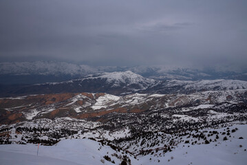 Chimgan mountains in Uzbekistan in cloudy day