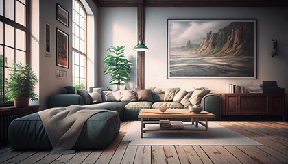 A Serene Living Room for Relaxing Weekends Generative AI