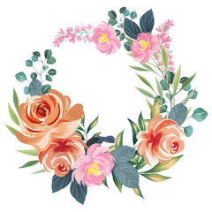 Set of floral wreaths bouquets borders and other flower foliage elements perfec